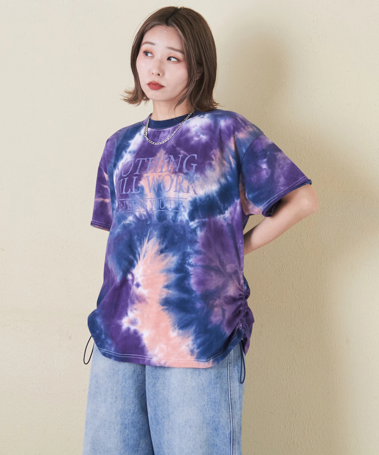 CUBE SUGAR(キューブシュガー) |26/-OE天竺 タイダイ サイド ドロスト ビッグ Tシャツ