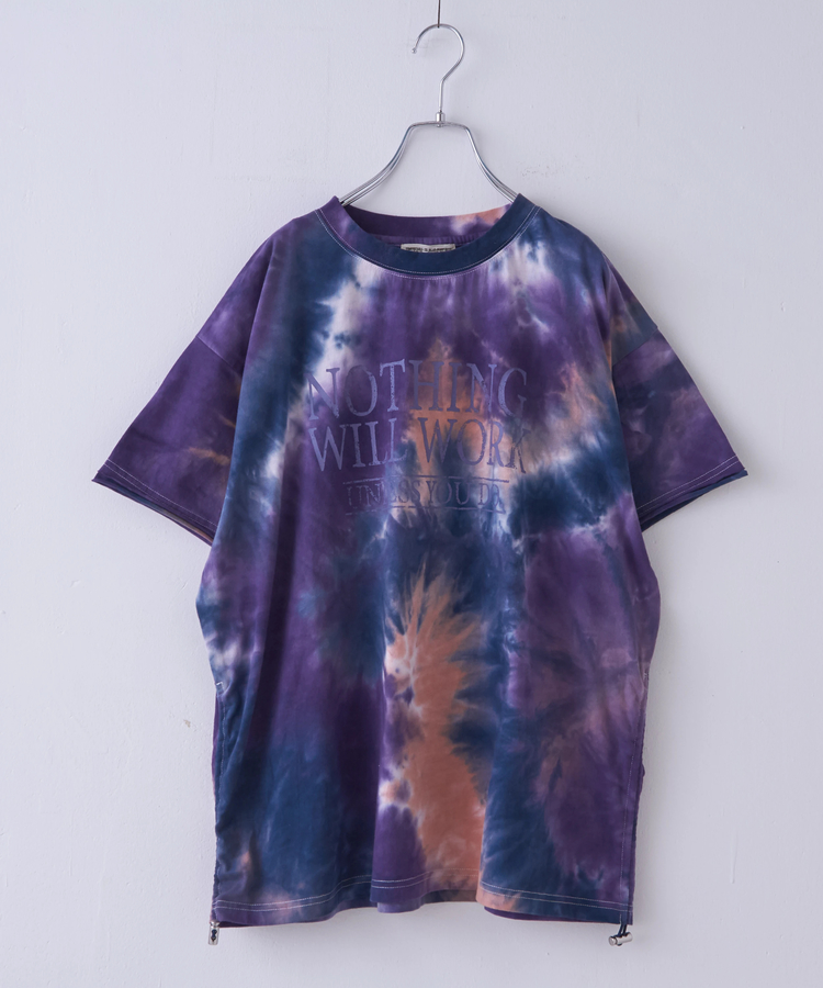 CUBE SUGAR(キューブシュガー) |26/-OE天竺 タイダイ サイド ドロスト ビッグ Tシャツ