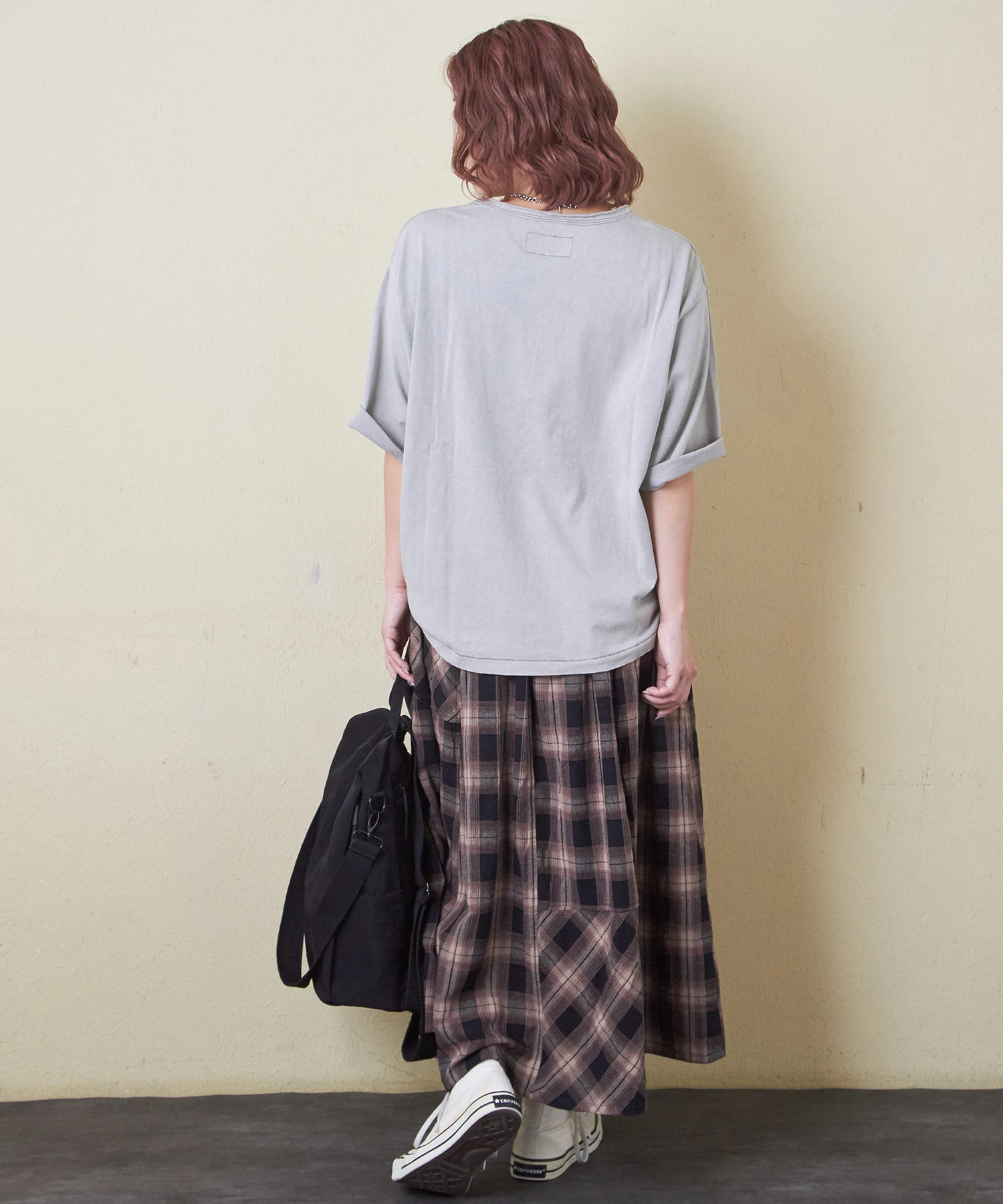 秋新作】先染め チェック 切替 ギャザー スカート｜ファッション