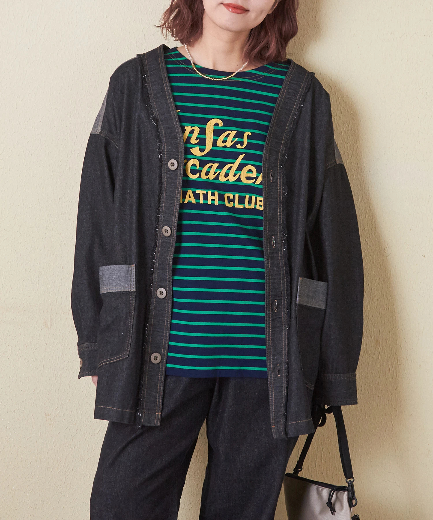 秋冬新作】8オンス リサイクル デニム Vネック ビッグ ジャケット