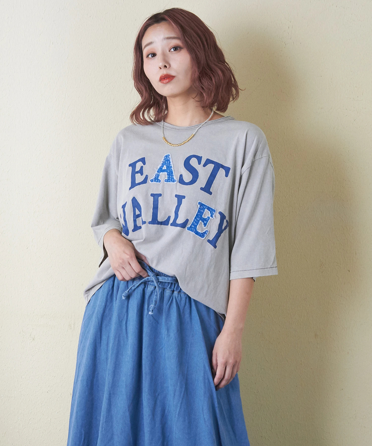 CUBE SUGAR(キューブシュガー) |【秋新作 クーポン対象外】21/-天竺 ケミカル加工 ロゴ パッチ Tシャツ