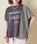 CUBE SUGAR(キューブシュガー)通販 | ストライプ 切替 フレンチスリーブ ロゴ Tシャツ