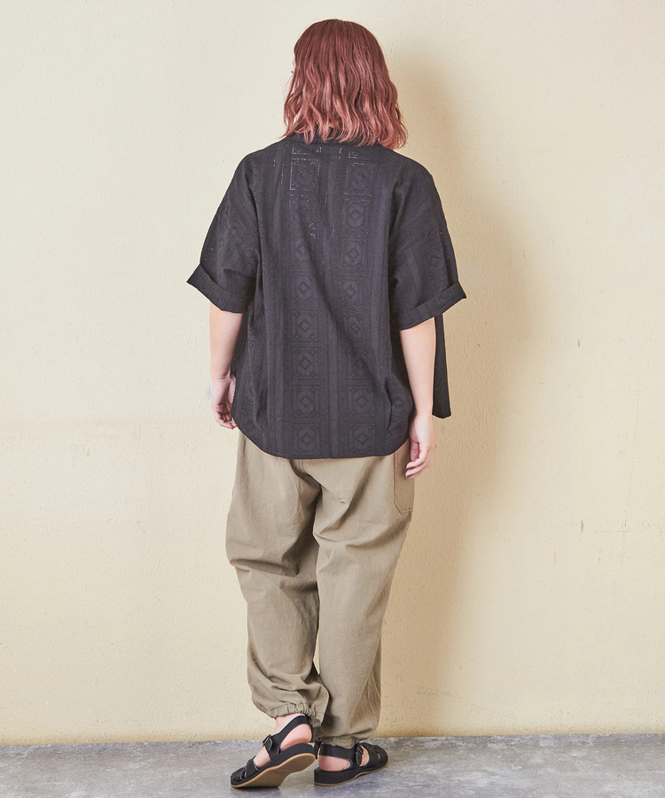 CUBE SUGAR(キューブシュガー) |カット レース 半袖 バルーン シャツ