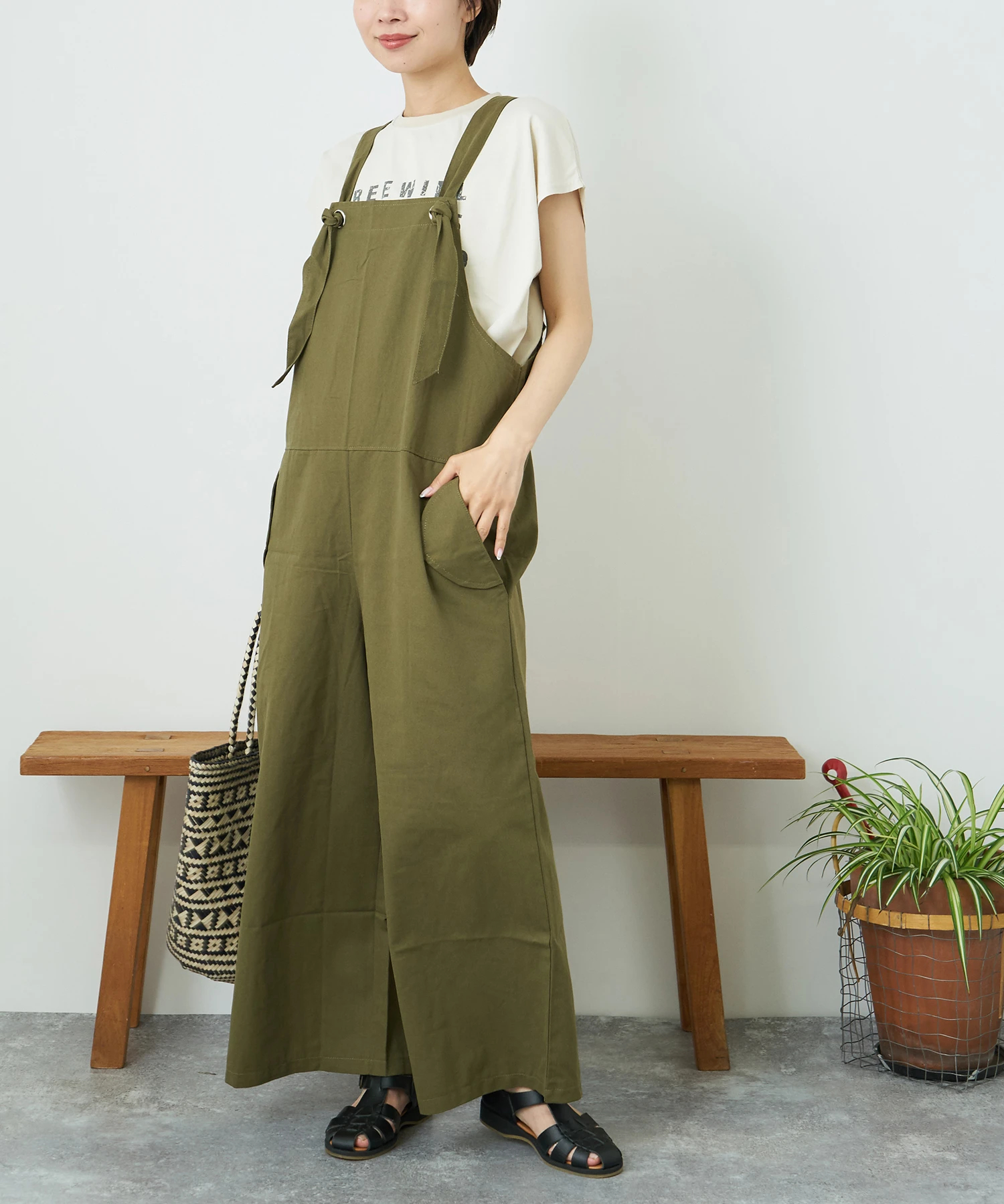 綿 ツイル ワイド サロペット パンツ｜ファッション通販サイトのCUBE