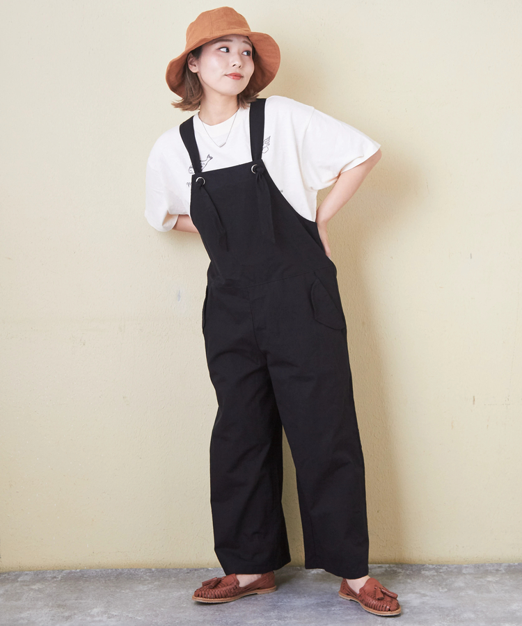 CUBE SUGAR(キューブシュガー) |綿 ツイル ワイド サロペット パンツ