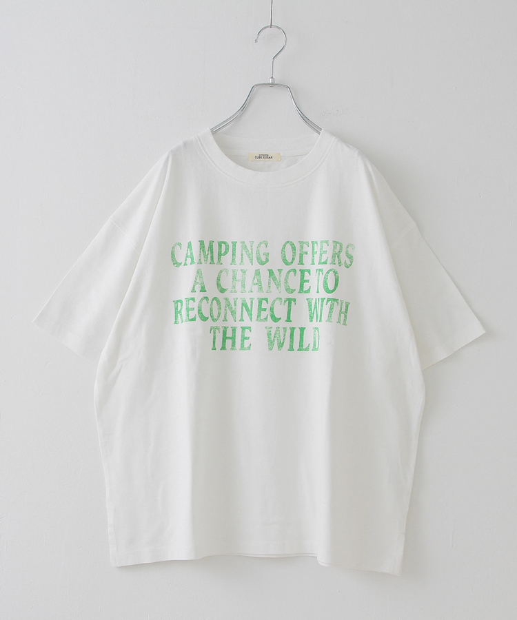 CUBE SUGAR(キューブシュガー) |21/-OE天竺 汗染み防止 加工 ロゴプリント Tシャツ