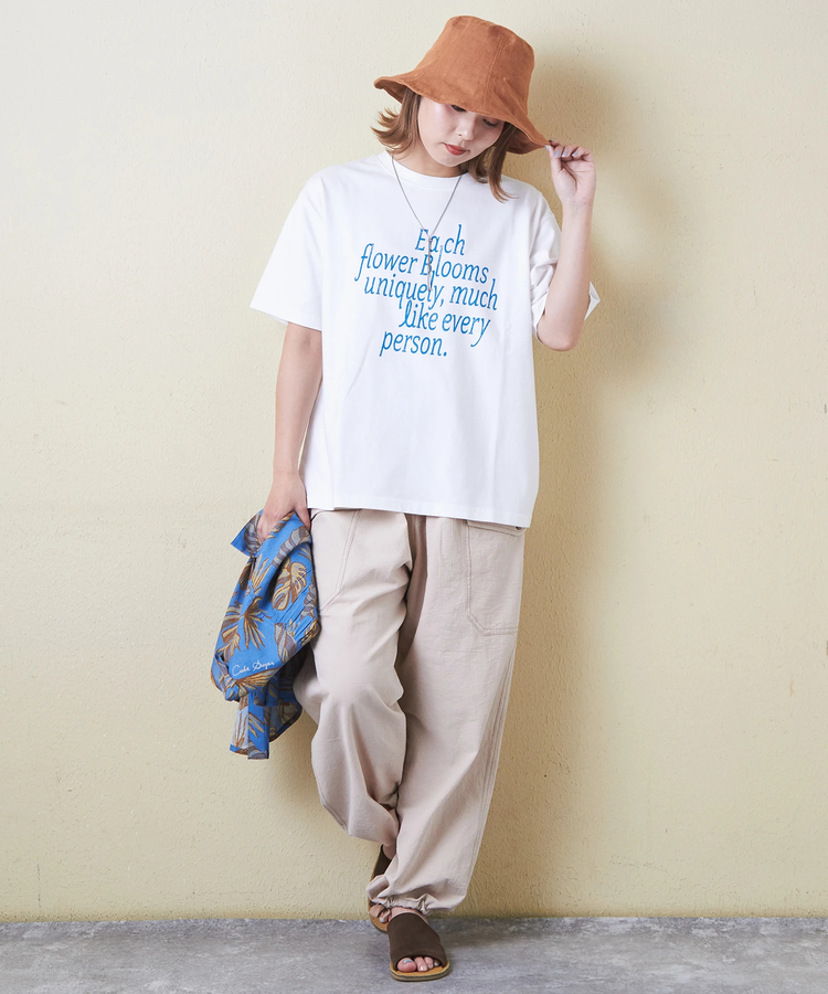 CUBE SUGAR(キューブシュガー) |21/-シルケット風天竺 接触冷感 ロゴプリント Tシャツ