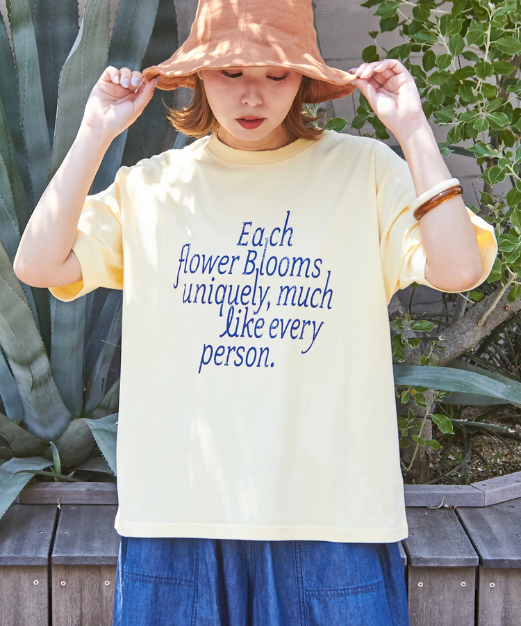 CUBE SUGAR(キューブシュガー) |21/-シルケット風天竺 接触冷感 ロゴプリント Tシャツ