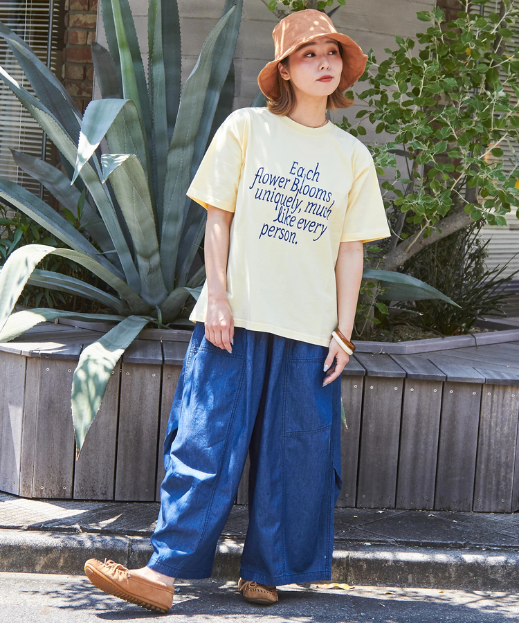 CUBE SUGAR(キューブシュガー) |21/-シルケット風天竺 接触冷感 ロゴプリント Tシャツ