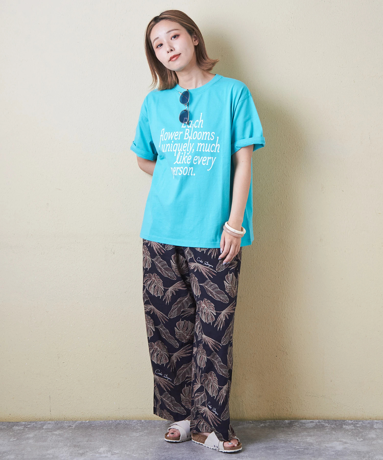 CUBE SUGAR(キューブシュガー) |21/-シルケット風天竺 接触冷感 ロゴプリント Tシャツ