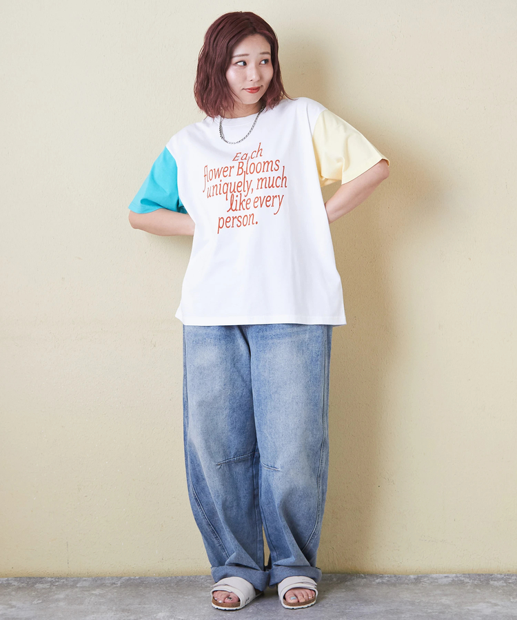 CUBE SUGAR(キューブシュガー) |21/-シルケット風天竺 接触冷感 ロゴプリント Tシャツ