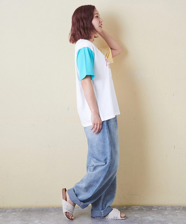 CUBE SUGAR(キューブシュガー) |21/-シルケット風天竺 接触冷感 ロゴプリント Tシャツ