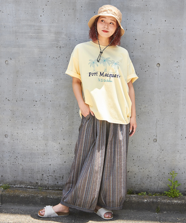 CUBE SUGAR(キューブシュガー) |21/-シルケット風天竺 接触冷感 裾タック Tシャツ