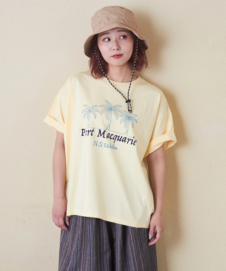 CUBE SUGAR(キューブシュガー) |21/-シルケット風天竺 接触冷感 裾タック Tシャツ
