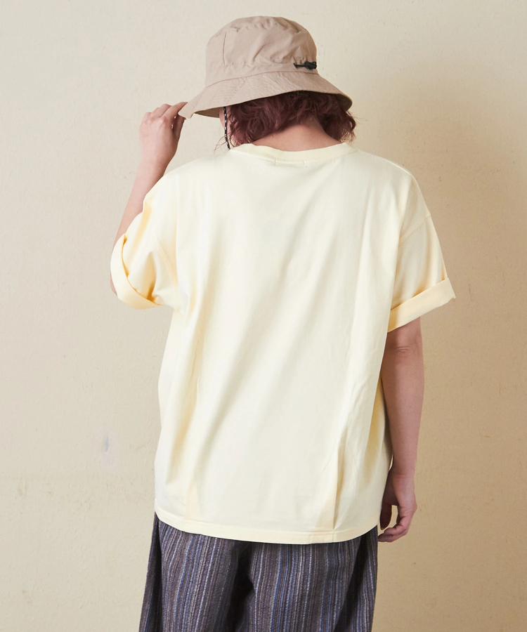 CUBE SUGAR(キューブシュガー) |21/-シルケット風天竺 接触冷感 裾タック Tシャツ