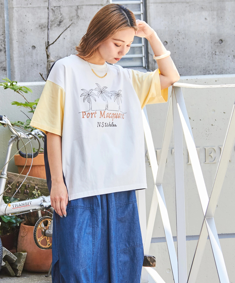 CUBE SUGAR(キューブシュガー) |21/-シルケット風天竺 接触冷感 裾タック Tシャツ