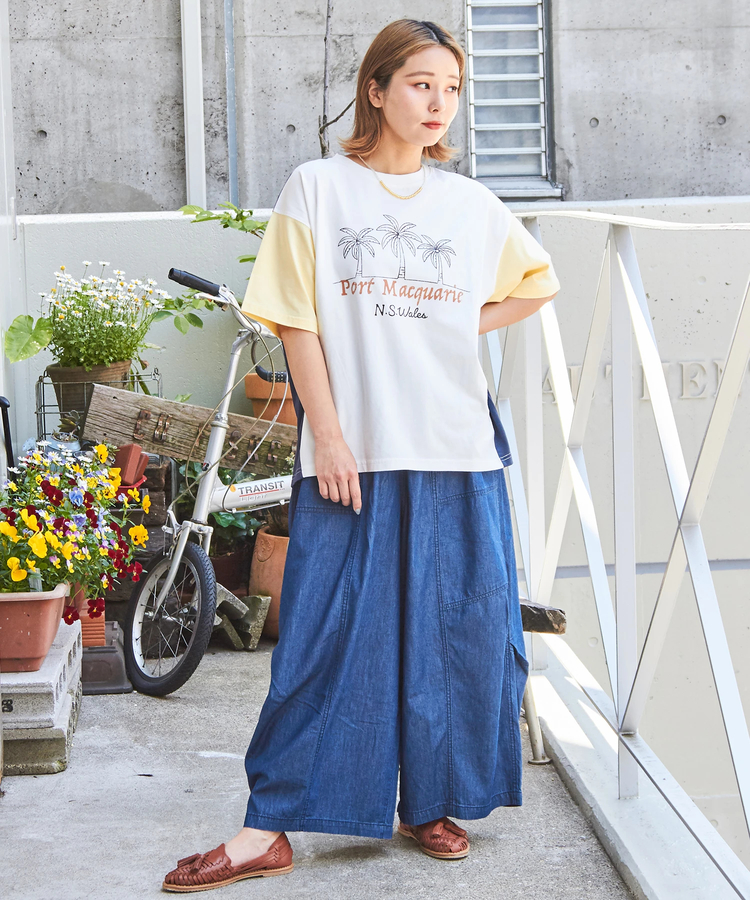 CUBE SUGAR(キューブシュガー) |21/-シルケット風天竺 接触冷感 裾タック Tシャツ