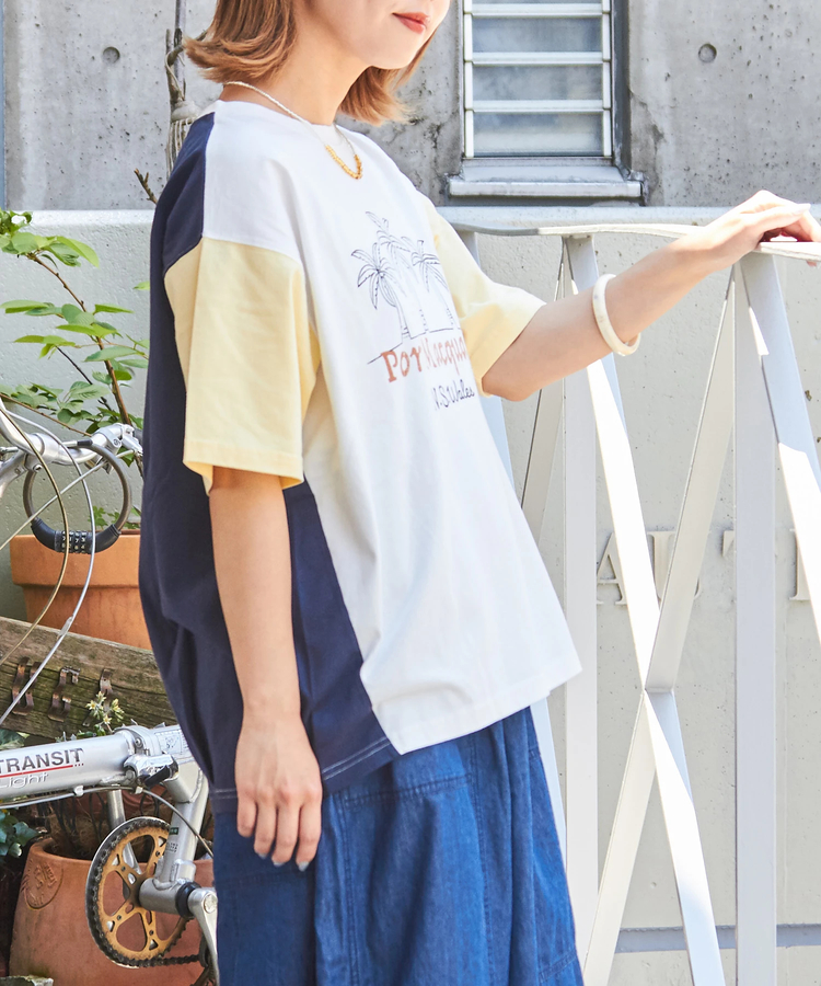 CUBE SUGAR(キューブシュガー) |21/-シルケット風天竺 接触冷感 裾タック Tシャツ