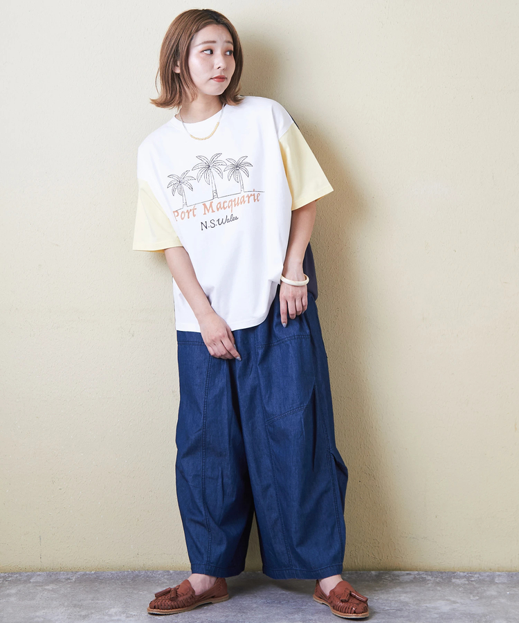 CUBE SUGAR(キューブシュガー) |21/-シルケット風天竺 接触冷感 裾タック Tシャツ