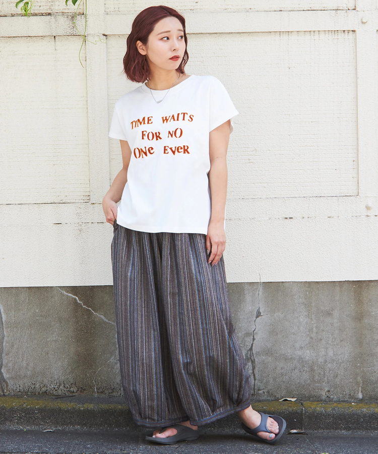 CUBE SUGAR(キューブシュガー) |【6/12(木)販売】21/-OE天竺 フレンチスリーブ ブラシ刺繍 ロゴ Tシャツ