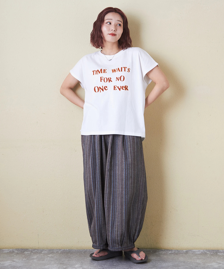 CUBE SUGAR(キューブシュガー) |【6/12(木)販売】21/-OE天竺 フレンチスリーブ ブラシ刺繍 ロゴ Tシャツ
