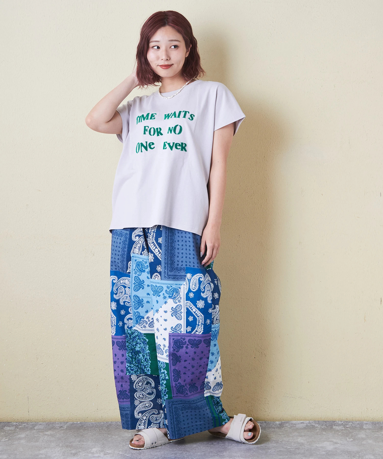 CUBE SUGAR(キューブシュガー) |【6/12(木)販売】21/-OE天竺 フレンチスリーブ ブラシ刺繍 ロゴ Tシャツ
