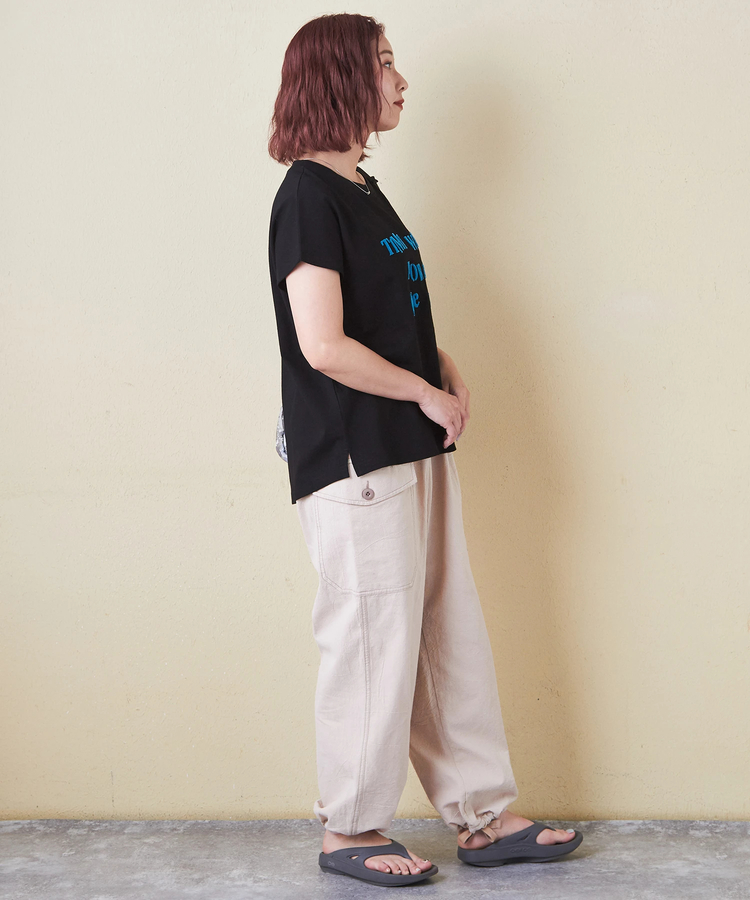 CUBE SUGAR(キューブシュガー) |【6/12(木)販売】21/-OE天竺 フレンチスリーブ ブラシ刺繍 ロゴ Tシャツ
