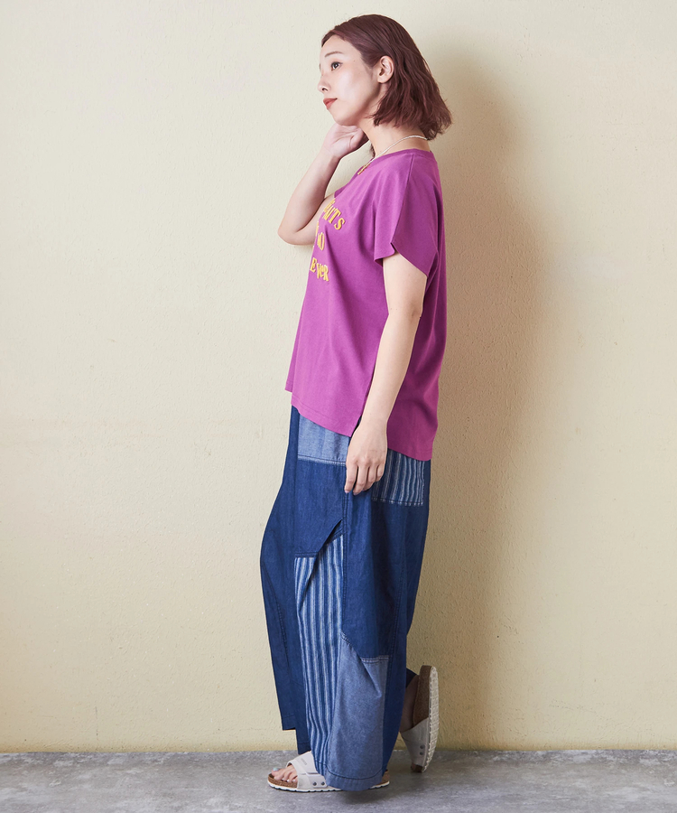 CUBE SUGAR(キューブシュガー) |【6/12(木)販売】21/-OE天竺 フレンチスリーブ ブラシ刺繍 ロゴ Tシャツ