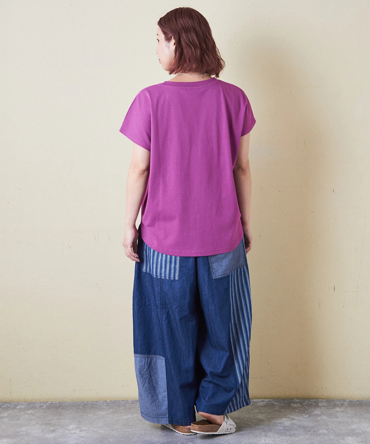 CUBE SUGAR(キューブシュガー) |【6/12(木)販売】21/-OE天竺 フレンチスリーブ ブラシ刺繍 ロゴ Tシャツ