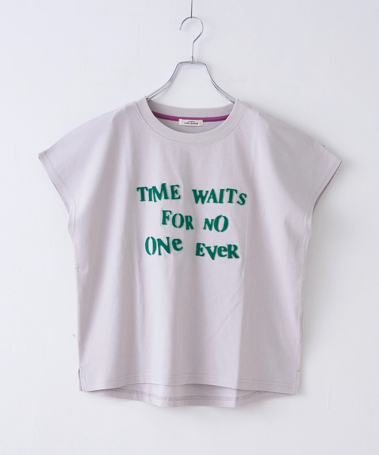 CUBE SUGAR(キューブシュガー) |【6/12(木)販売】21/-OE天竺 フレンチスリーブ ブラシ刺繍 ロゴ Tシャツ