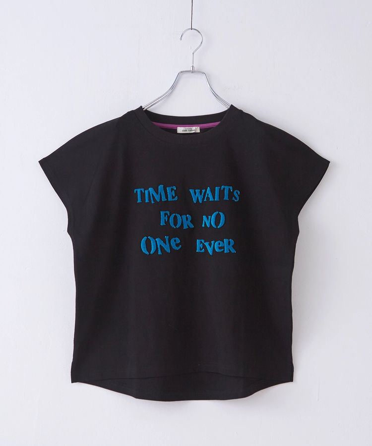 CUBE SUGAR(キューブシュガー) |【6/12(木)販売】21/-OE天竺 フレンチスリーブ ブラシ刺繍 ロゴ Tシャツ