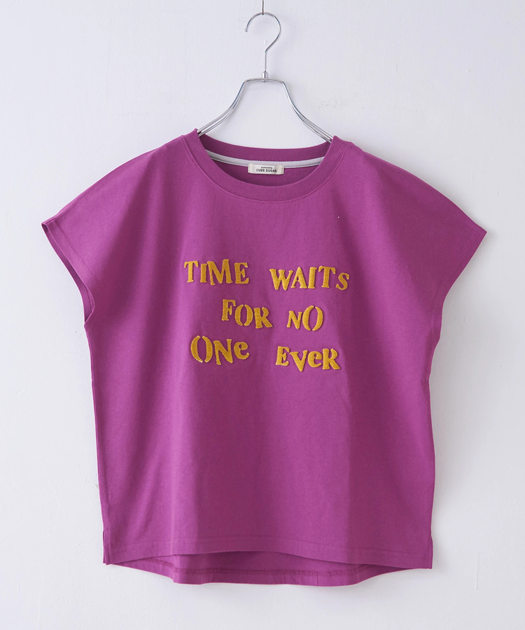 CUBE SUGAR(キューブシュガー) |【6/12(木)販売】21/-OE天竺 フレンチスリーブ ブラシ刺繍 ロゴ Tシャツ