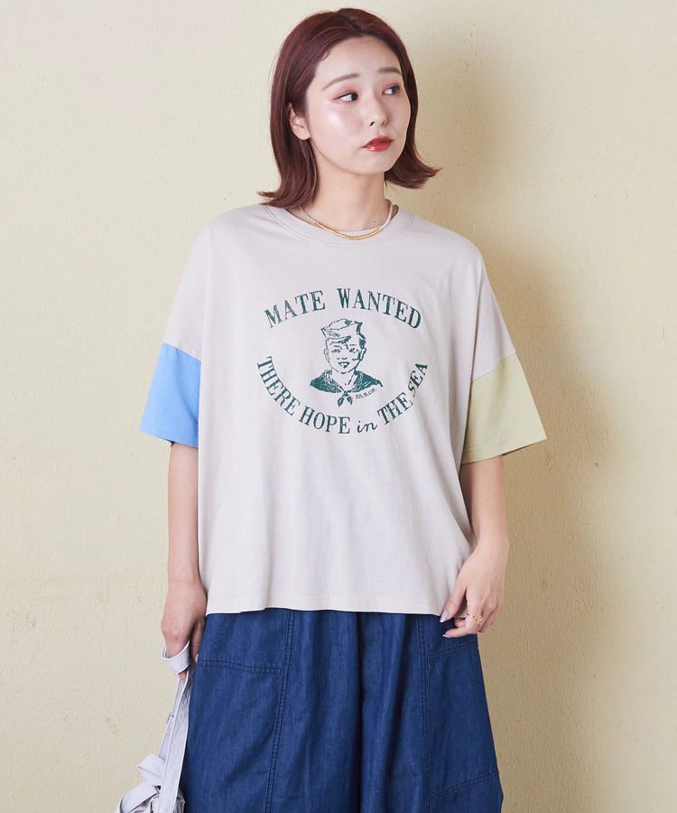 CUBE SUGAR(キューブシュガー) |32/-天竺 前後 プリント Tシャツ
