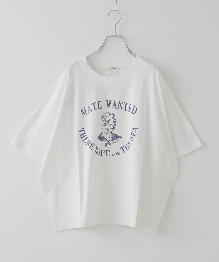 CUBE SUGAR(キューブシュガー) |32/-天竺 前後 プリント Tシャツ