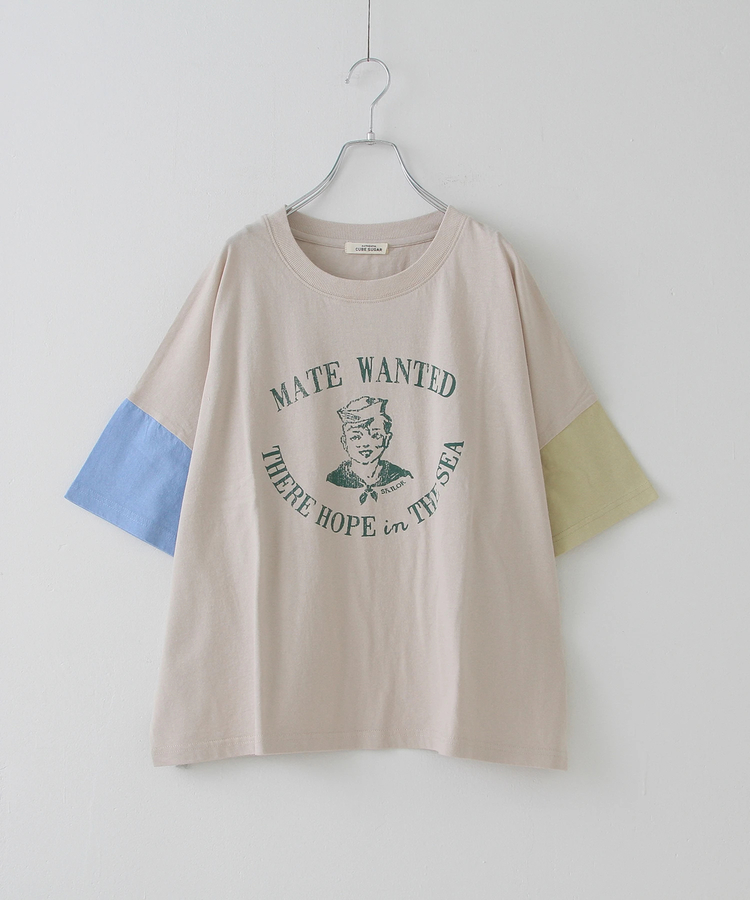 CUBE SUGAR(キューブシュガー) |32/-天竺 前後 プリント Tシャツ