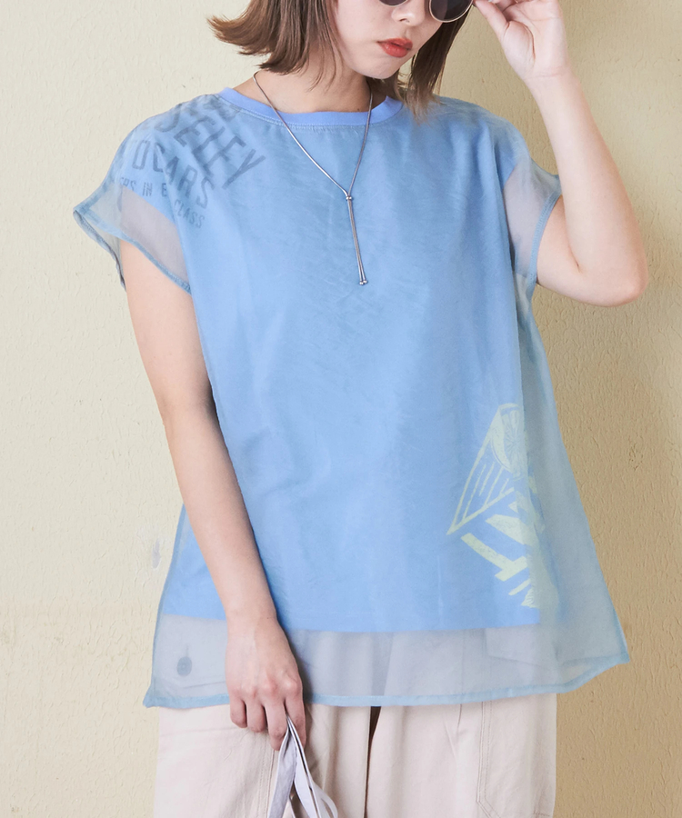 CUBE SUGAR(キューブシュガー) |32/-天竺 シアー レイヤード Tシャツ