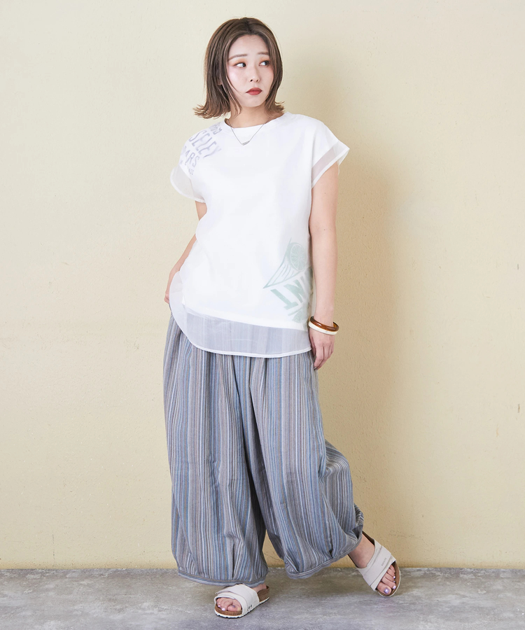 CUBE SUGAR(キューブシュガー) |32/-天竺 シアー レイヤード Tシャツ