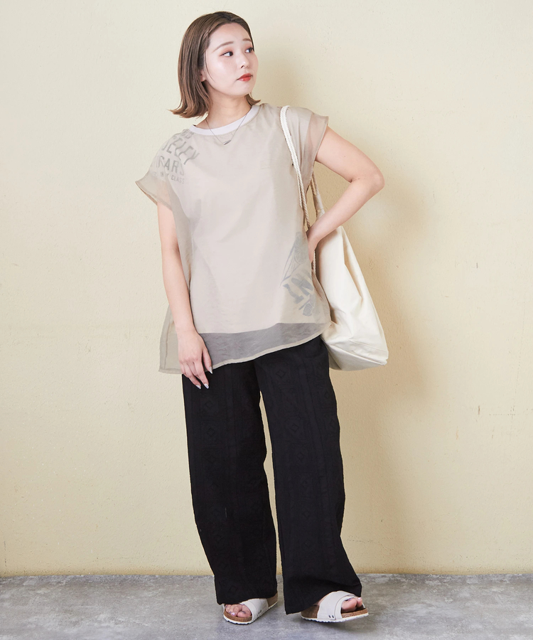 CUBE SUGAR(キューブシュガー) |32/-天竺 シアー レイヤード Tシャツ