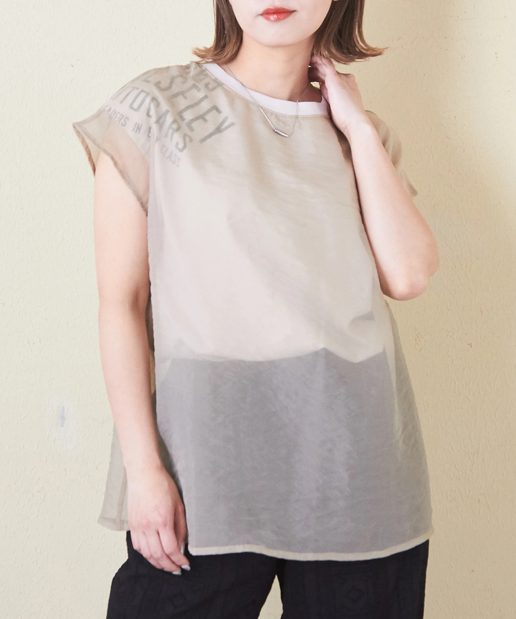 CUBE SUGAR(キューブシュガー) |32/-天竺 シアー レイヤード Tシャツ