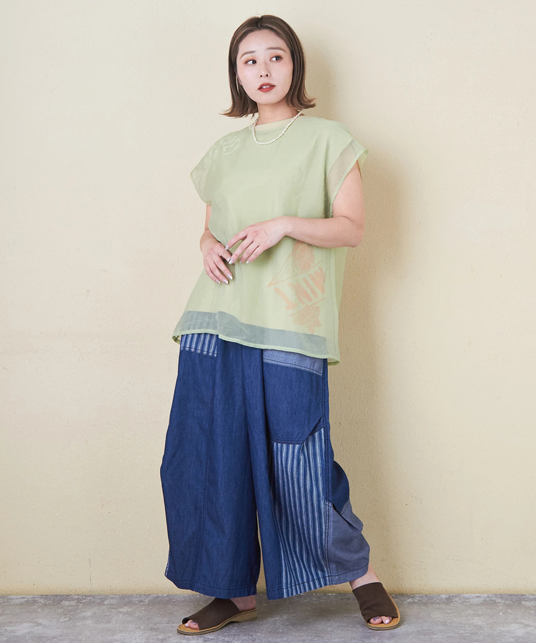 CUBE SUGAR(キューブシュガー) |32/-天竺 シアー レイヤード Tシャツ