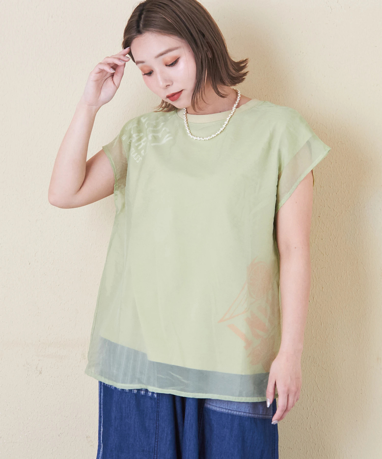 CUBE SUGAR(キューブシュガー) |32/-天竺 シアー レイヤード Tシャツ