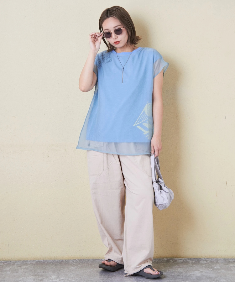 CUBE SUGAR(キューブシュガー) |32/-天竺 シアー レイヤード Tシャツ