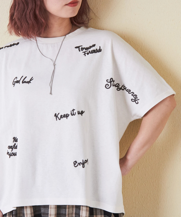 CUBE SUGAR(キューブシュガー) |21/-OE天竺 ランダム ロゴ 刺繍 Tシャツ