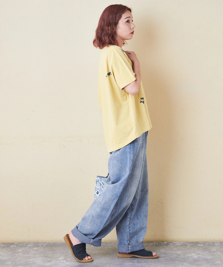CUBE SUGAR(キューブシュガー) |21/-OE天竺 ランダム ロゴ 刺繍 Tシャツ