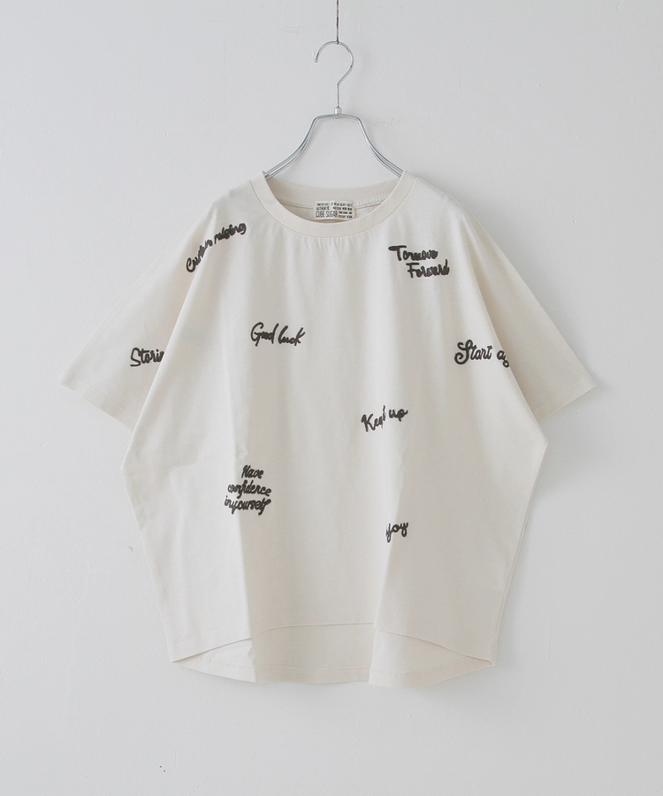 CUBE SUGAR(キューブシュガー) |21/-OE天竺 ランダム ロゴ 刺繍 Tシャツ