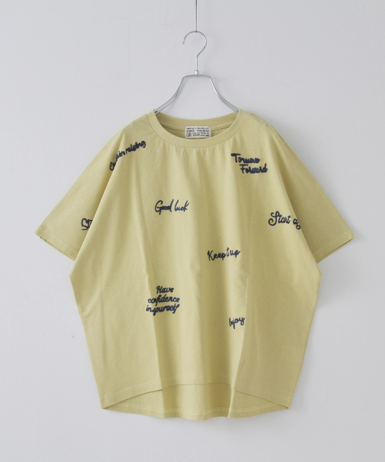CUBE SUGAR(キューブシュガー) |21/-OE天竺 ランダム ロゴ 刺繍 Tシャツ