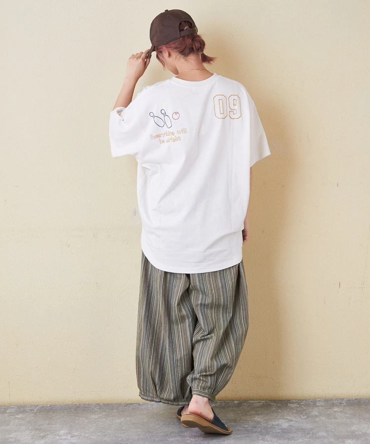 CUBE SUGAR(キューブシュガー) |21/-OE天竺 ロゴ 刺繍 ドルマン Tシャツ