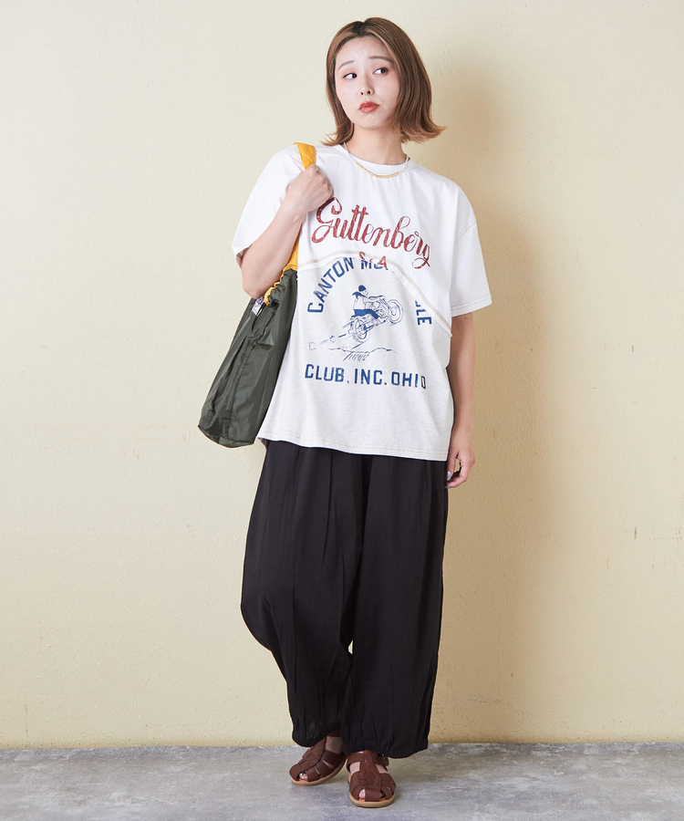 CUBE SUGAR(キューブシュガー) |26/-天竺 パウダー加工 ウェーブ切替 Tシャツ
