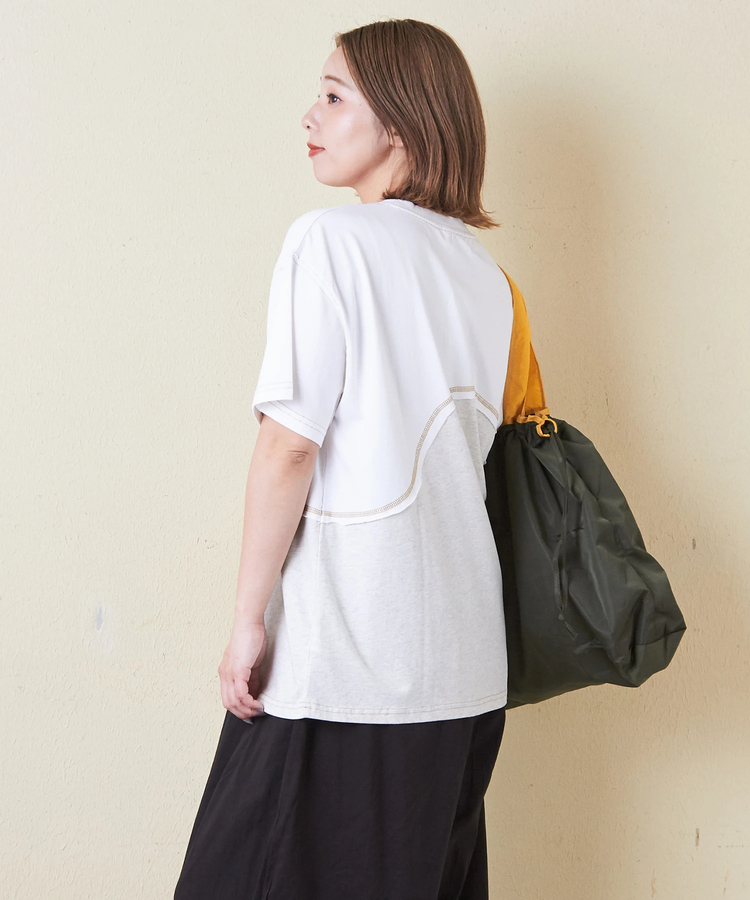 CUBE SUGAR(キューブシュガー) |26/-天竺 パウダー加工 ウェーブ切替 Tシャツ