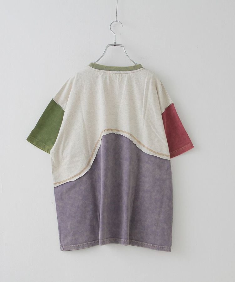 CUBE SUGAR(キューブシュガー) |26/-天竺 パウダー加工 ウェーブ切替 Tシャツ